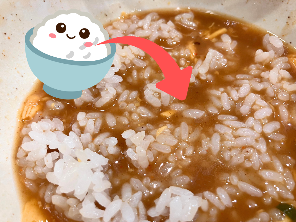 ココイチのあんかけカレーうどんにご飯を入れて雑炊風に!