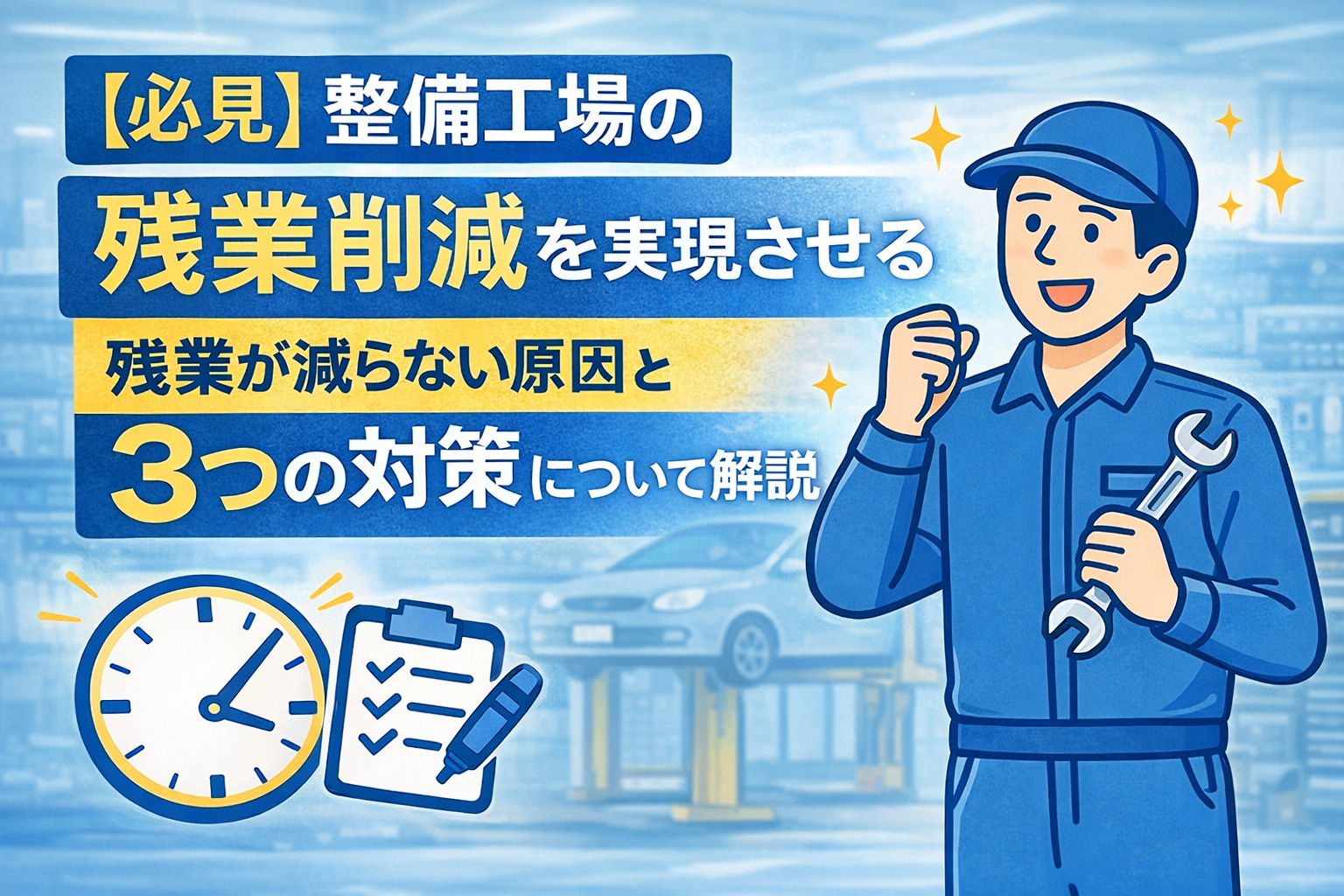 整備工場の残業削減を実現させる｜残業が減らない原因と3つの対策について解説